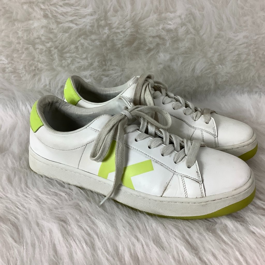 Kenzo Kourt Two-Tone Leather Sneakers In Chartreuse Eu 40 Us Women's 9.5/10